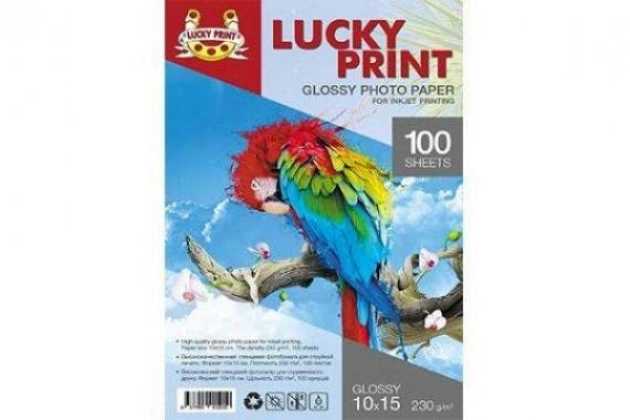 изображение Глянцевая фотобумага Lucky Print для Epson L1455 (10*15, 230 гр/м2), 100 листов