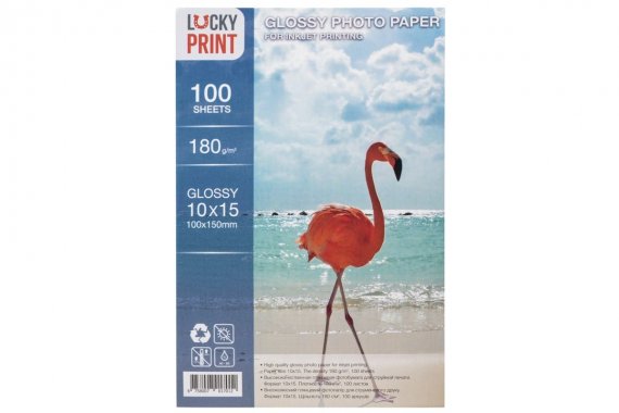 изображение Глянцевая фотобумага Lucky Print для Epson WorkForce WF-7620 (10*15, 180г/м2),100 листов