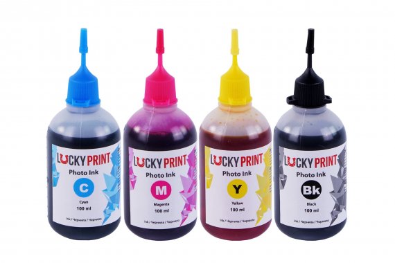 фото Фоточернила (водорастворимые) для Epson L121 изображение Фото-чернила Lucky Print для Epson L121 (4*100 ml)